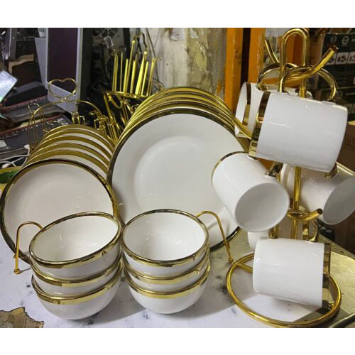 24 pcs gold line ceramic dinner set