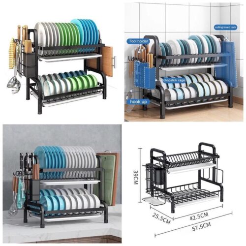 2 Layer Advanced Black Dish Rack