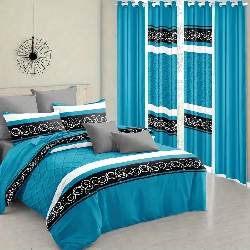 7 pcs Curtain and Duvets Set