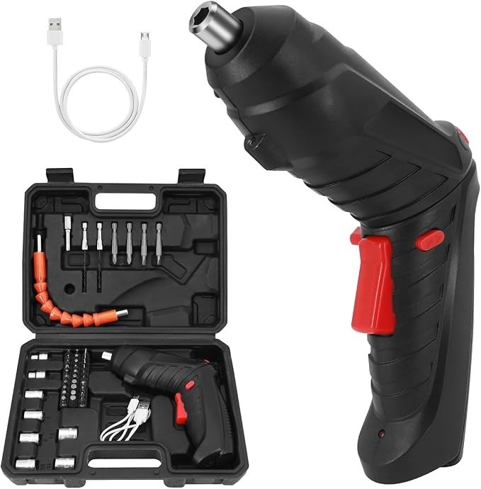 Cordless Electric Screwdriver, Charging 2-3hours, 48 pcs Accessories Small Drills for Moving, Disassembling and Reassembling Cabinets and Beds not Suitable for Construction Sites and Concrete Drilling