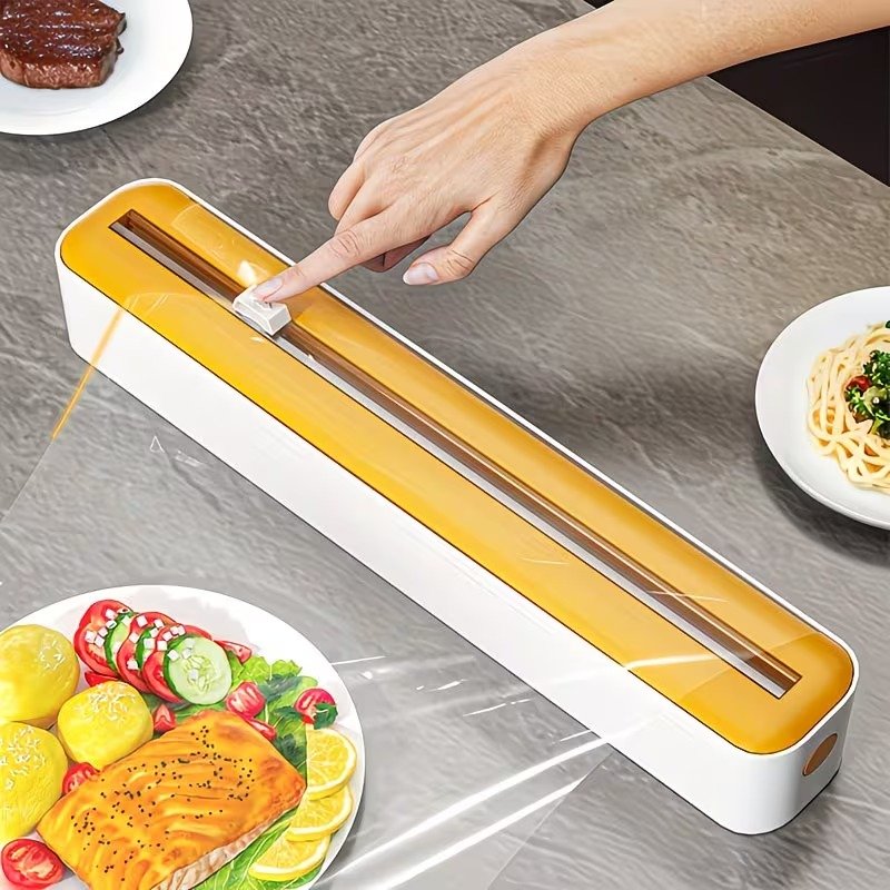 Cling Wrap Dispenser with Cutter, Suitable for Tin Foil, Aluminum Foil, and Plastic Wrap