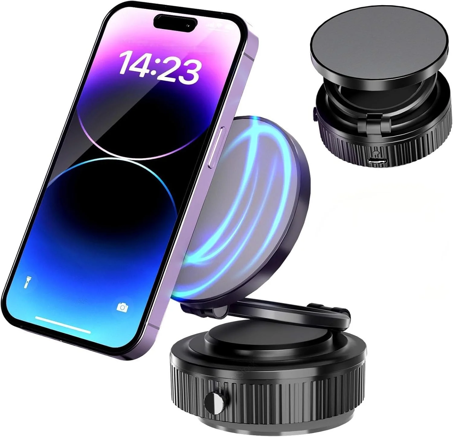 Vacuum Magnetic Car Phone Holder – 360° Rotation & 540° Adjustment, Universal Fit for All Vehicles & Smartphones, Anti-Slip Shockproof Design with Auto-Reinforcement Smart Suction