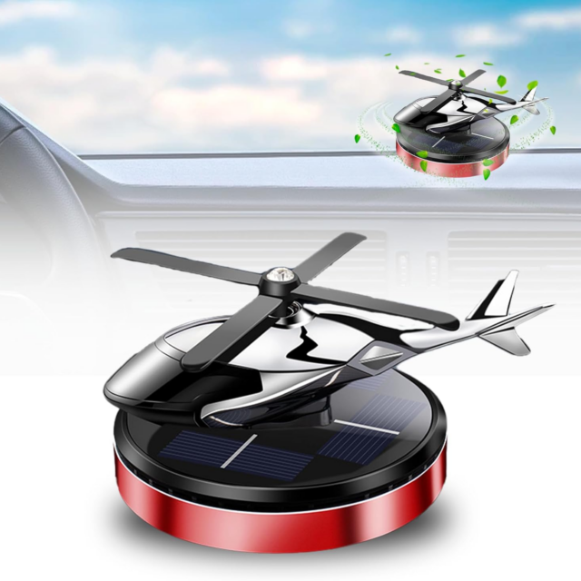 Car Air Freshener, Helicopter Solar Energy Rotating Aromatherapy Al Alloy Diffuser,Long-Lasting Fragrance, Interior Decoration Accessories Diffuser for Car and Home