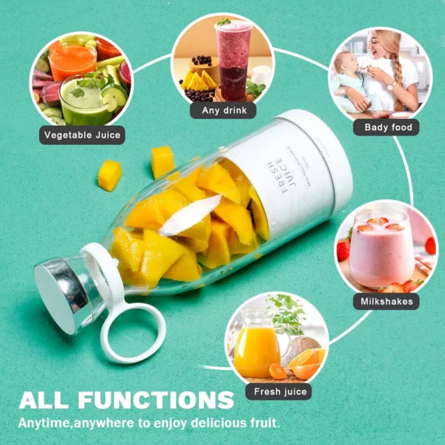 Portable Electric Mini Blender Mixer Shaker Bottle USB Rechargeable Fitness