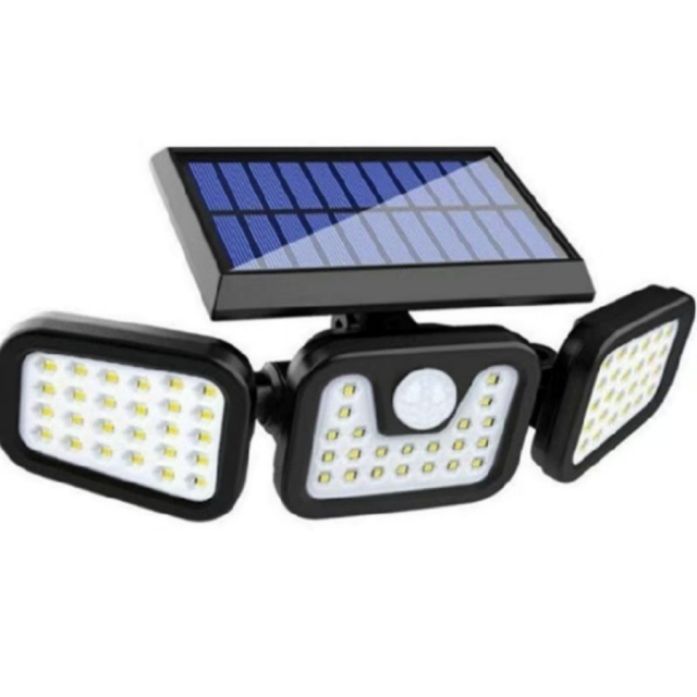 Solar Three-head Split Wall-Mounted Lamp Home & Road Outdoor Waterproof Wall Light with Human Body Sensor Super Bright